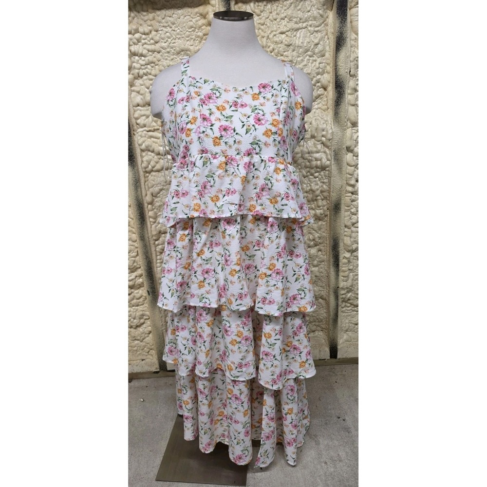 Arula/Altar'd State Floral Tiered Ruffle Maxi Dress Size C 3X Fairy Wedding